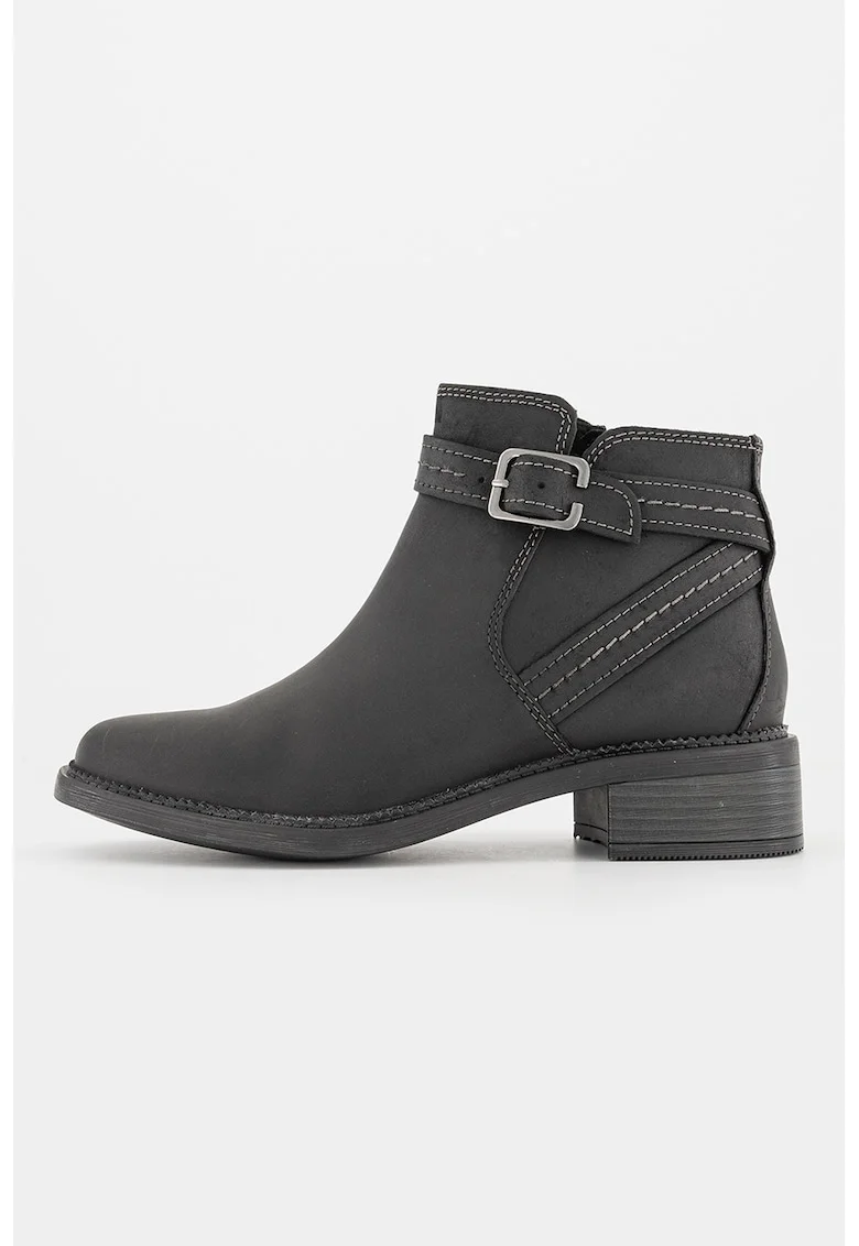 Botine de piele nabuc Maye-Strap, Negru