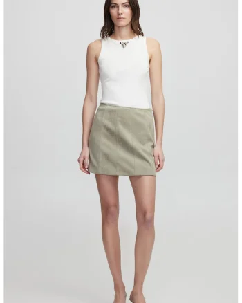 Fusta mini cu model uni, Bej