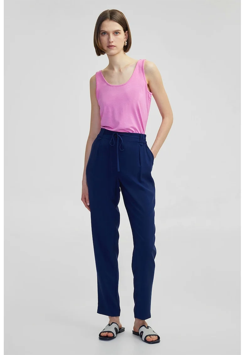 Pantaloni relaxed-fit cu talie ajustabila, Bleumarin