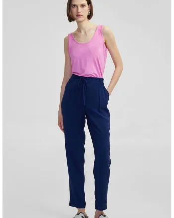 Pantaloni relaxed-fit cu talie ajustabila, Bleumarin