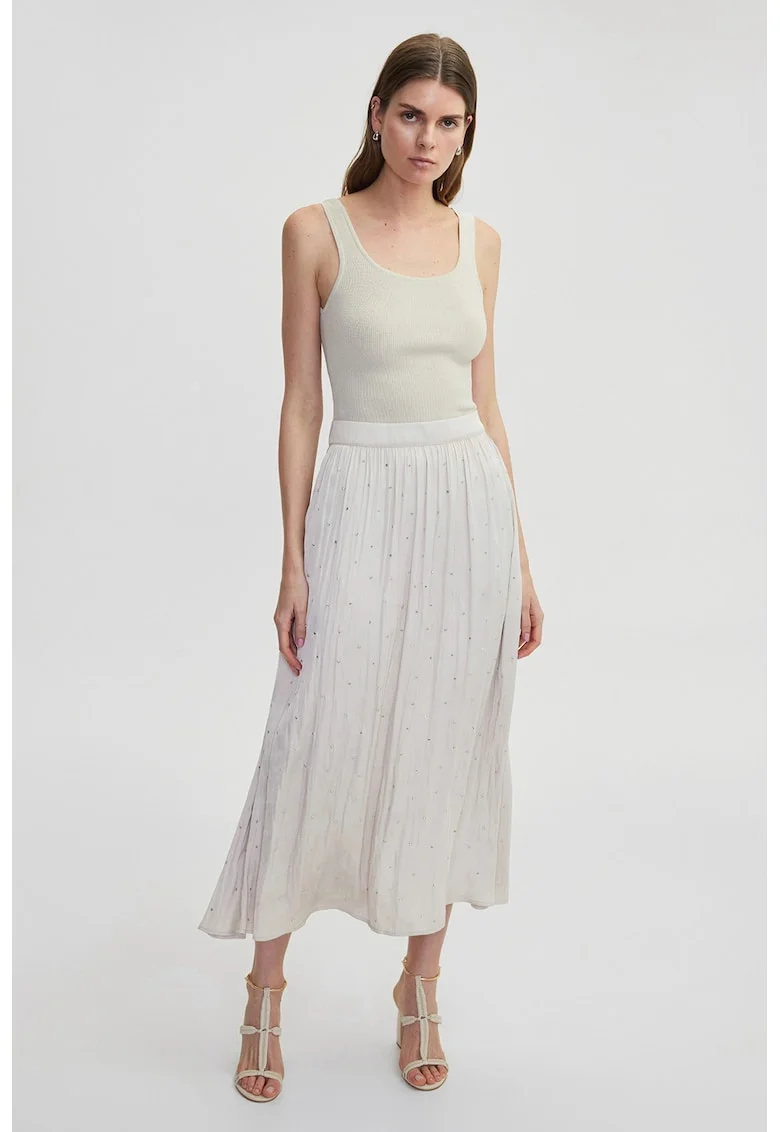 Rochie cu buzunare si strasuri, Bej deschis