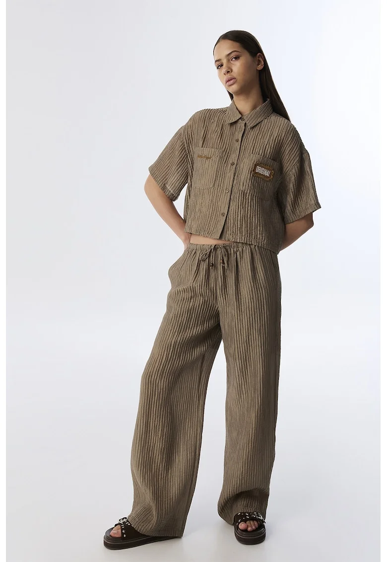 Pantaloni din amestec de lyocell cu croiala ampla, Maro taupe deschis