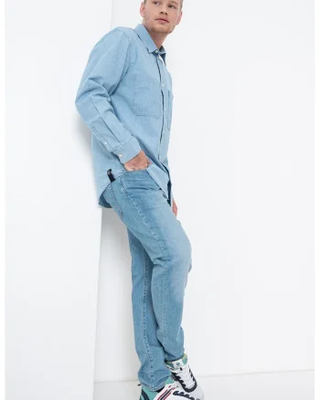 Camasa de denim cu maneci lungi, Albastru deschis