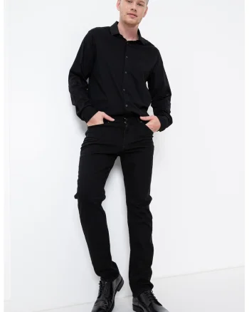 Camasa relaxed fit de bumbac, Negru