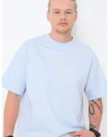 Tricou lejer cu imprimeu logo, Albastru pal