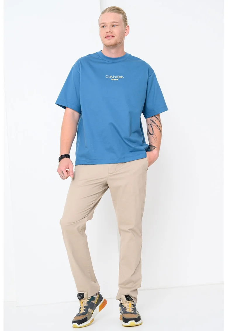Tricou lejer cu imprimeu logo, Albastru deschis