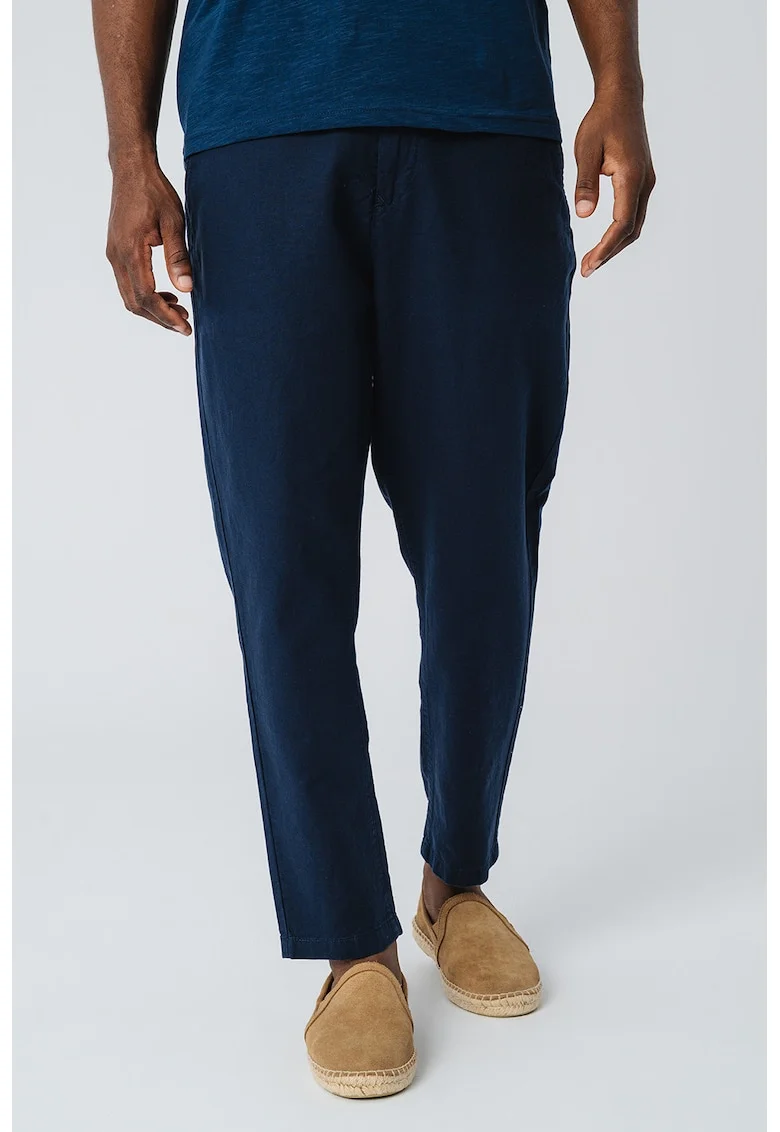 Pantaloni conici din amestec de in Milano, Bleumarin