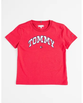 Tricou cu logo si decolteu la baza gatului, Roz aprins