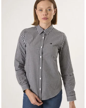 Camasa regular-fit cu model in carouri, Alb/Negru