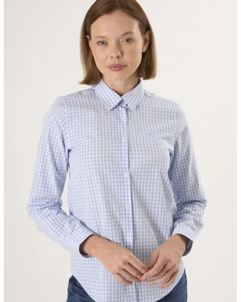 Camasa regular-fit cu model in carouri, Alb/Albastru deschis