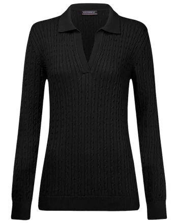 Pulover slim-fit cu model torsade, Negru