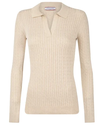 Pulover slim-fit cu model torsade, Bej inchis