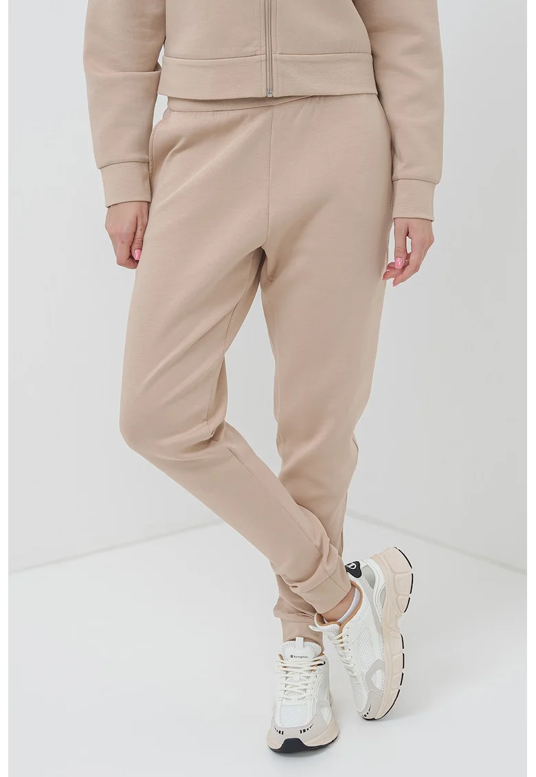 Pantaloni de trening cu croiala conica si snur, Maro deschis