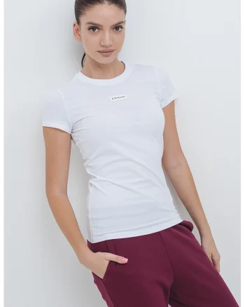 Tricou slim-fit cu logo, Alb