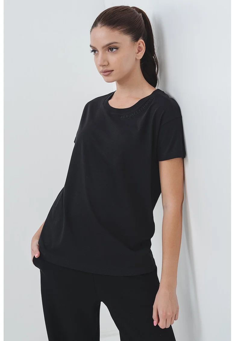 Tricou lejer din bumbac, Negru
