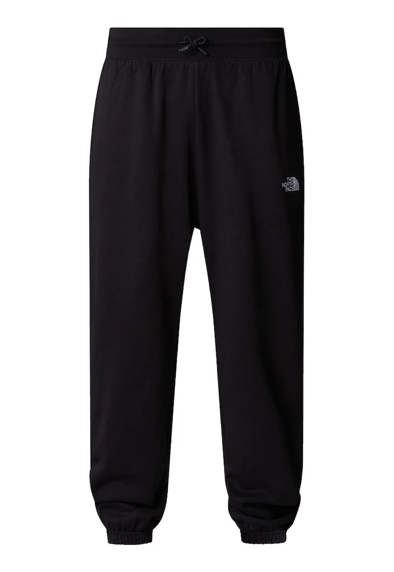 Pantaloni de trening relaxed fit din amestec de bumbac Essential, Negru/Alb optic