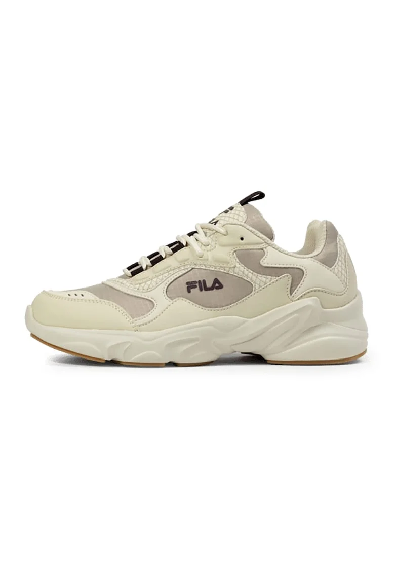 Pantofi sport din material textil cu garnituri din piele ecologica Collene A, Maro taupe/Bej deschis