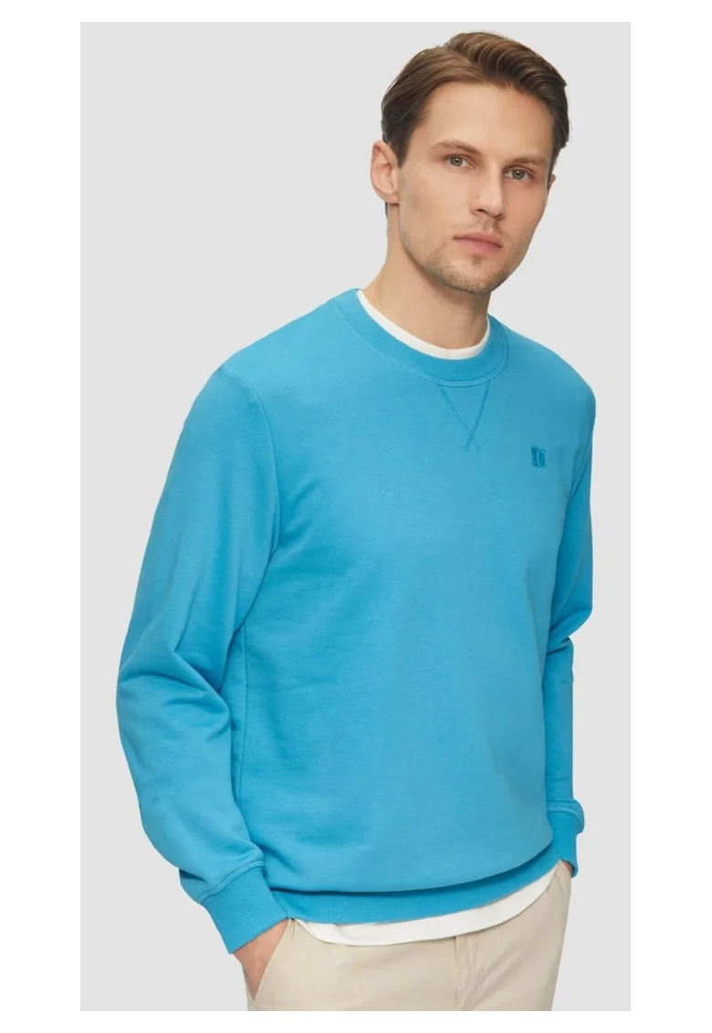 Bluza simpla barbati din amestec de bumbac si viscoza, Regular fit, Albastru deschis