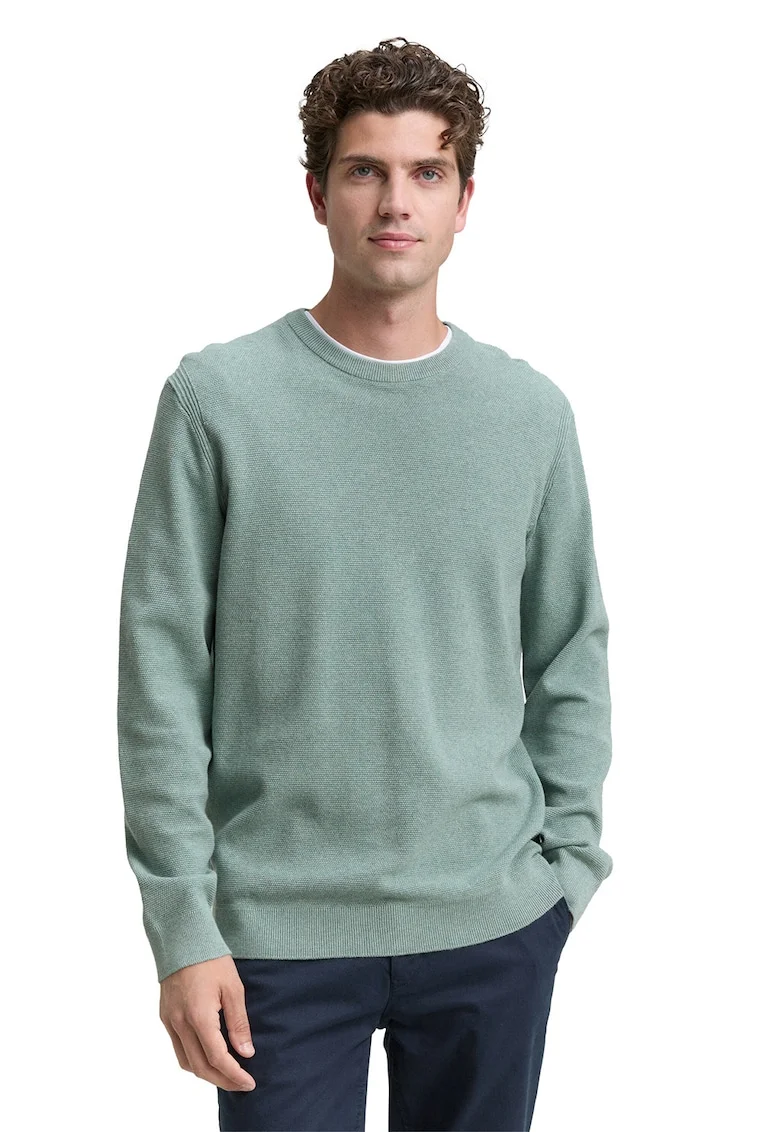 Pulover slim-fit din amestec de bumbac organic, Verde pal