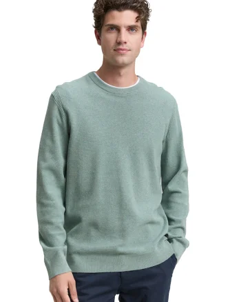 Pulover slim-fit din amestec de bumbac organic, Verde pal