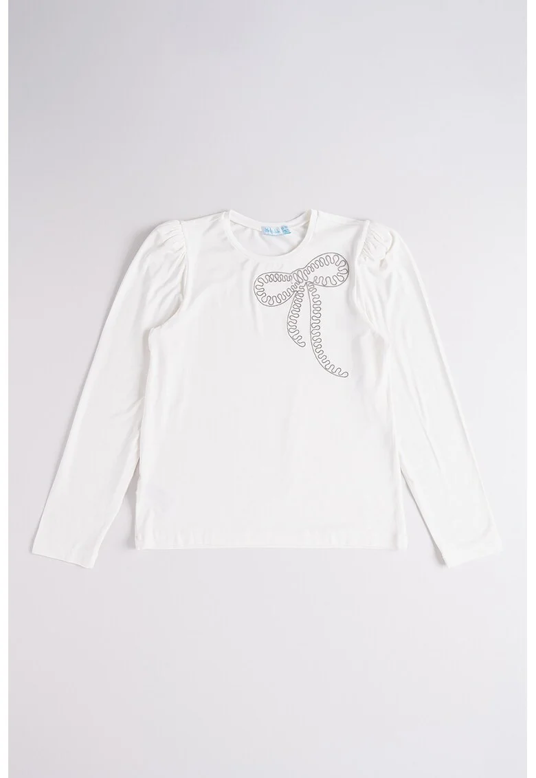 Bluza regular fit cu margele, Alb