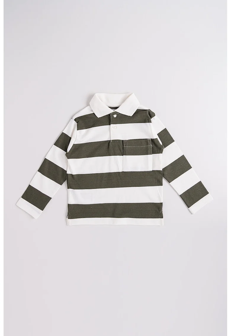 Bluza polo in dungi, Alb/Verde