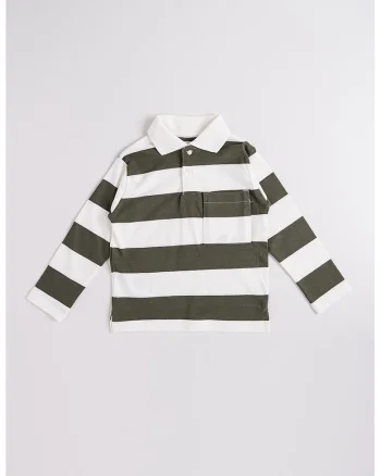 Bluza polo in dungi, Alb/Verde