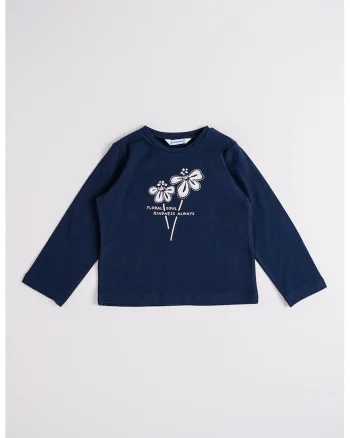 Bluza cu broderie si text, Bleumarin