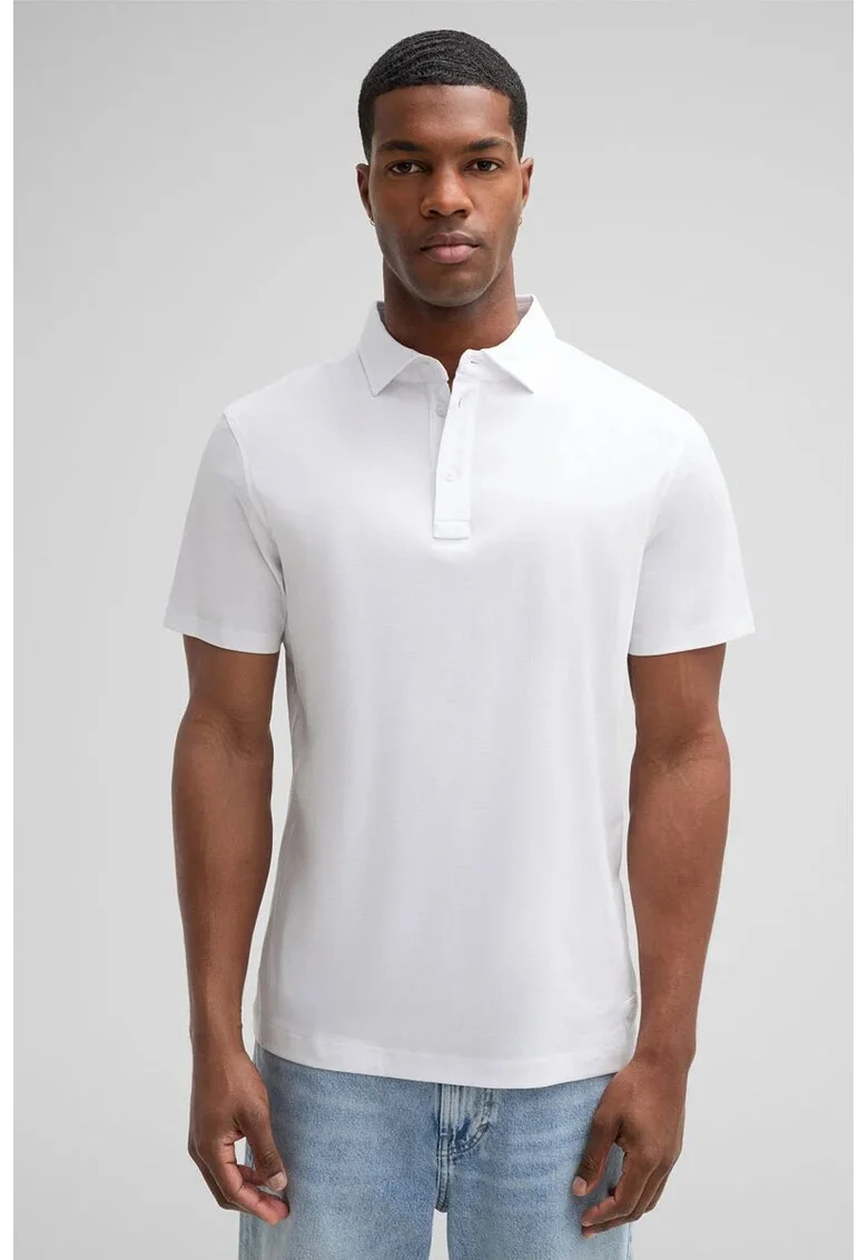 Tricou regular fit polo cu inchidere prin nasturi la gat
