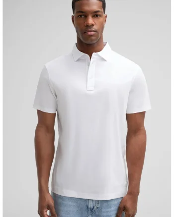 Tricou regular fit polo cu inchidere prin nasturi la gat