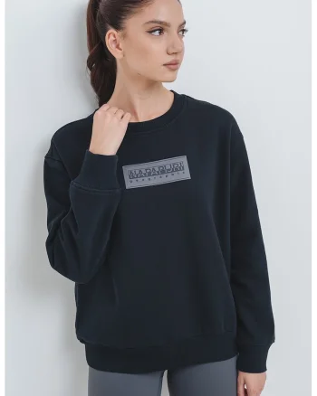 Bluza de trening relaxed-fit cu logo, Negru/Maro taupe