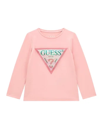 Bluza de bumbac cu aplicatii de paiete, Roz