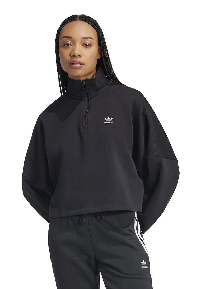 Bluza de trening supradimensionata cu fenta cu fermoar, Gri antracit