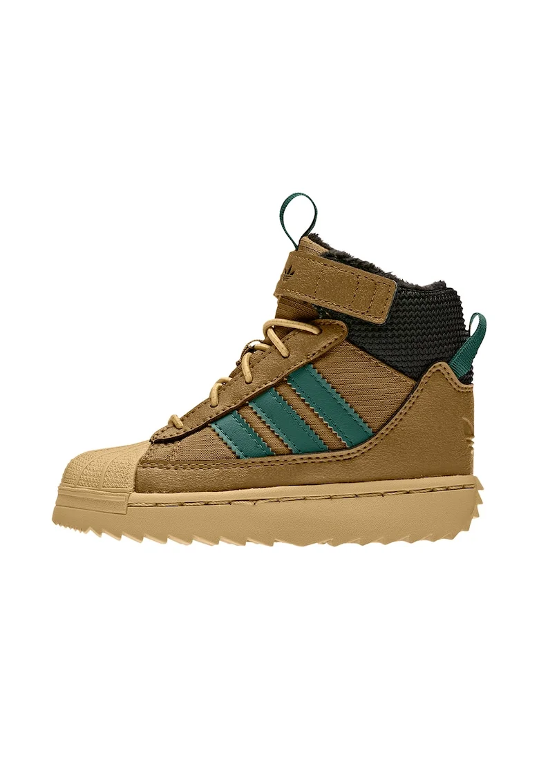 Pantofi sport high-top cu velcro Superstar Winter Trek, Negru/Maro deschis