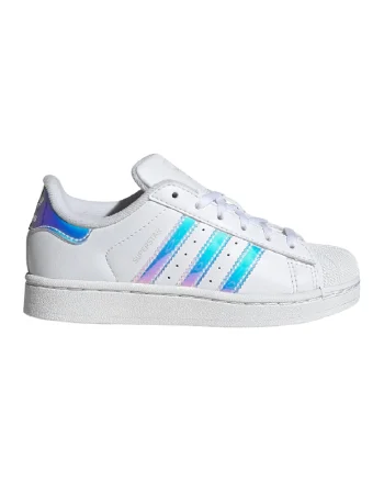 Pantofi sport cu detalii cu model holografic Superstar II, Alb optic/Albastru deschis
