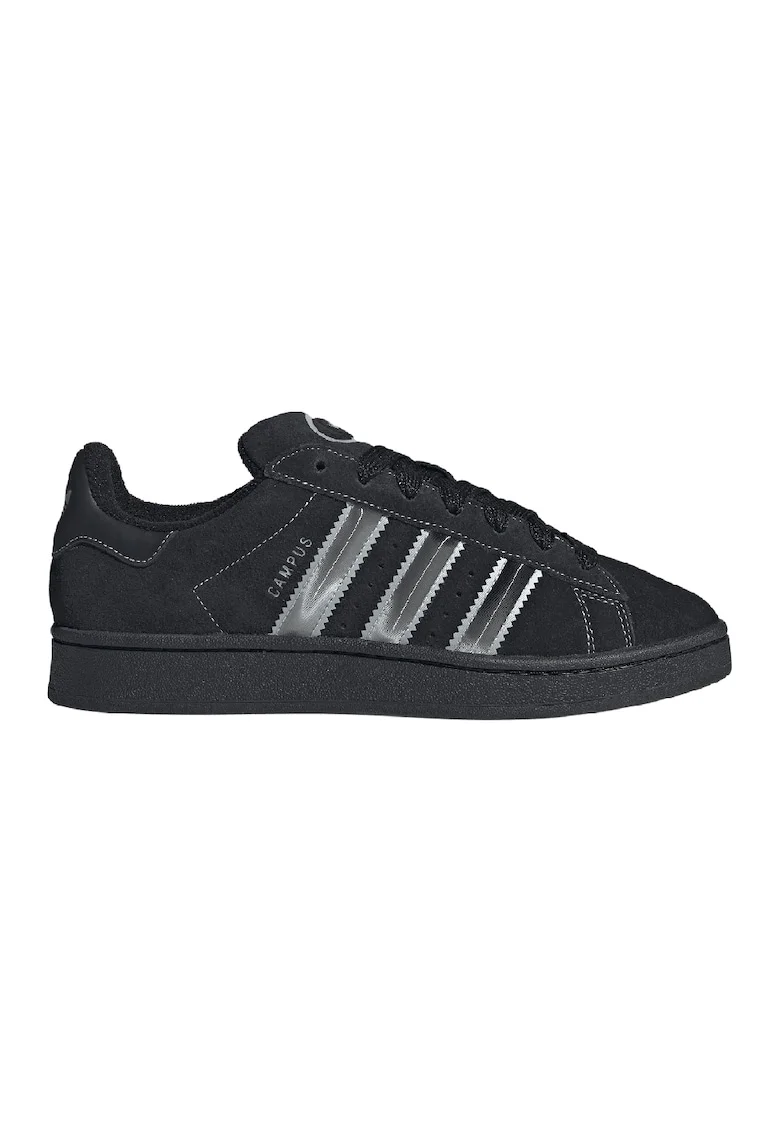 Pantofi sport din piele intoarsa cu logo Campus, Negru/Argintiu