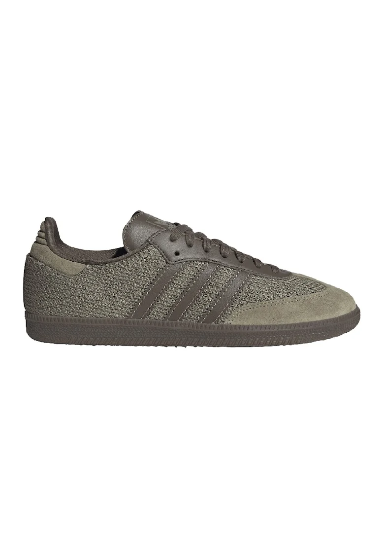 Pantofi sport cu aspect tricotat si garnituri din piele intoarsa Samba, Kaki