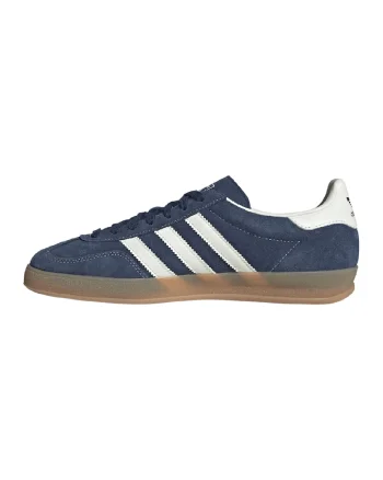 Pantofi sport din piele cu garnituri din material sintetic Gazelle Indoor, Albastru inchis/Alb murdar