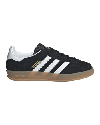 Pantofi sport Gazelle Indoor din piele intoarsa cu garnituri din material sintetic, Alb/Negru