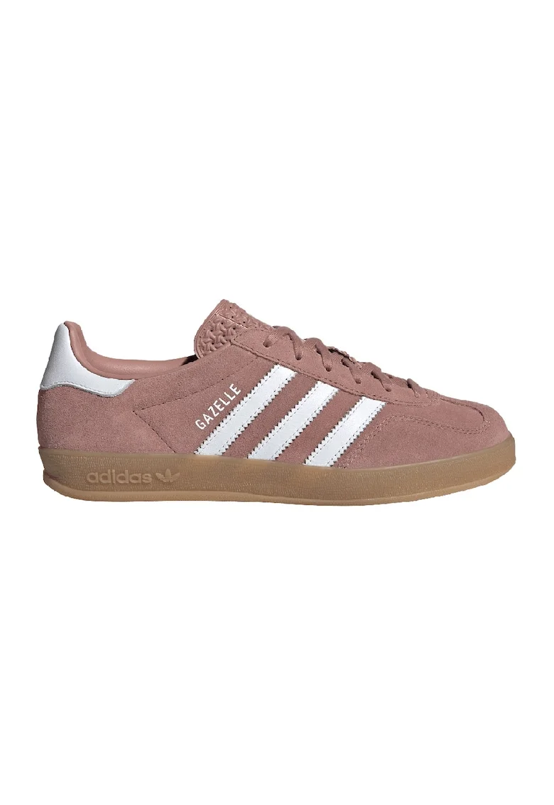 Tenisi din piele intoarsa Gazelle Indoor, Alb/Roz prafuit