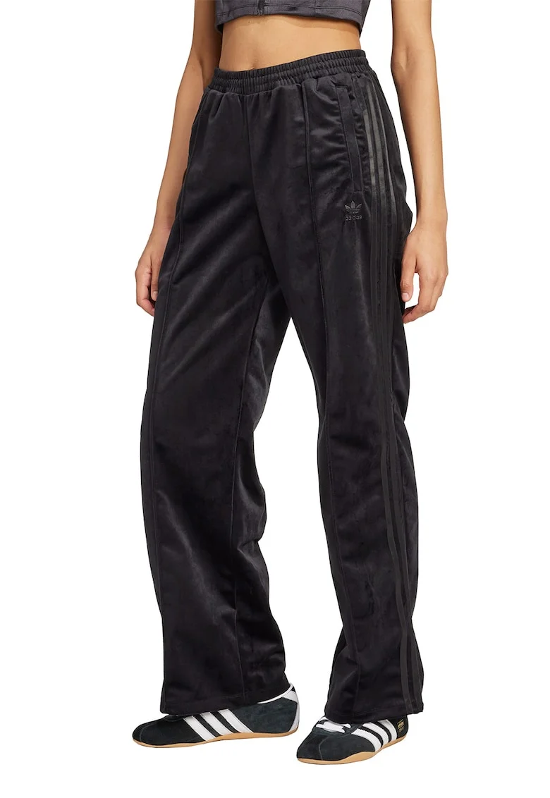 Pantaloni de trening din velur cu dungi laterale, Negru