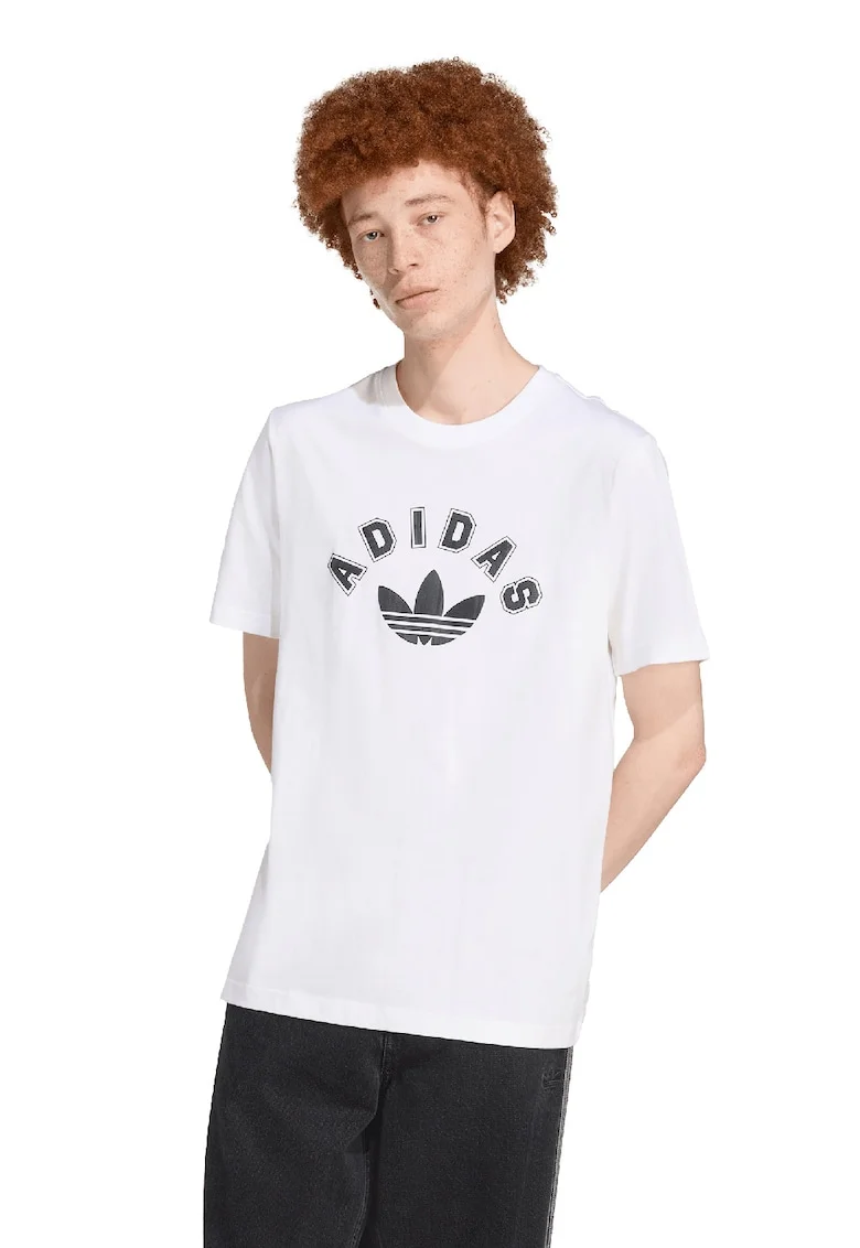 Tricou din bumbac cu imprimeu logo, Alb