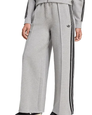 Pantaloni de trening cu croiala ampla si dungi laterale, Gri melange