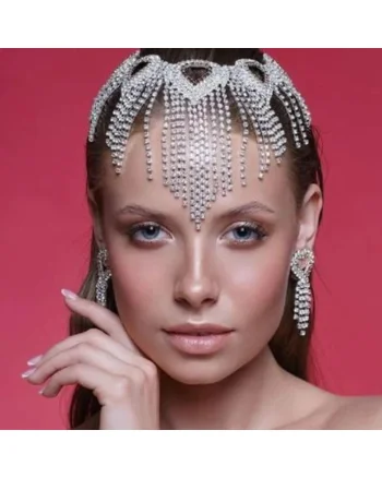 Accesoriu de cap, argintiu, cu pietre, Aloys C21,