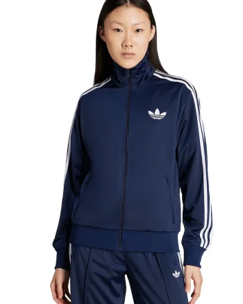 Bluza de trening cu logo si fermoar Firebird, Alb/Albastru inchis