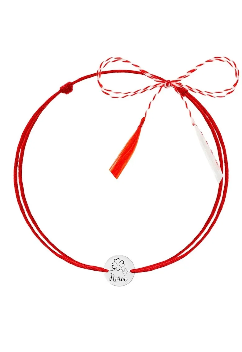 Martisor tip bratara, argintiu, cu banut gravat din argint 925 C1