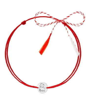 Martisor tip bratara, argintiu, cu banut gravat din argint 925 C1