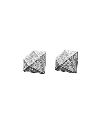 Cercei argintii, forma de diamant, cu pietre din zirconiu, Marken C12