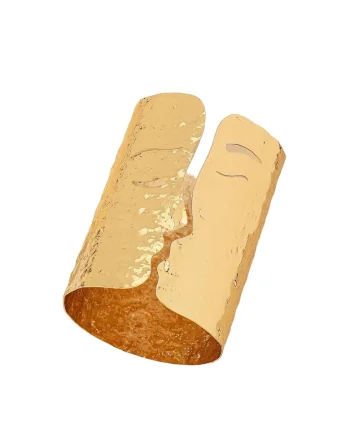 Bratara aurie, lata, forma de indragostiti, Diametru: 6 cm, Pauel C8