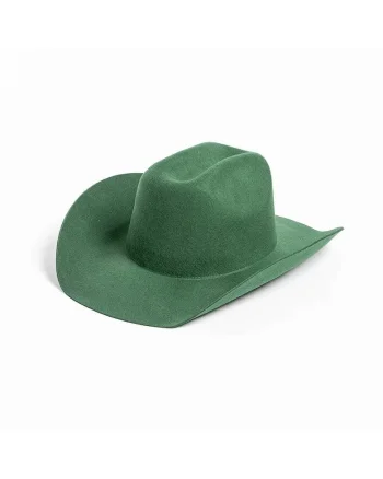 Palarie Fedora, verde, din lana, stil cowboy, reglabila, Cevin